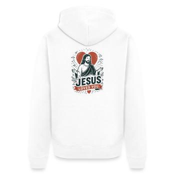 Cœur de Jésus t’aime Design - Veste à capuche bio Premium Unisexe - blanc - Dos - Thijin (182cm)