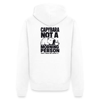 Capybara Morning Person Funny Quote - Unisex Premium Bio Zip Hoodie - Weiß - Hinten - Thijin (182cm)