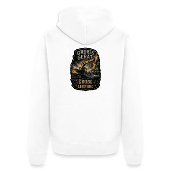 Großes Gerät. Große Leistung. - Unisex Premium Bio Zip Hoodie - Weiß - Hinten - Thijin (182cm)
