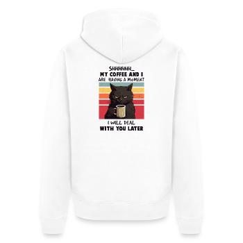 My Coffee And I Cat Moment - Unisex Premium Bio Zip Hoodie - Weiß - Hinten - Thijin (182cm)