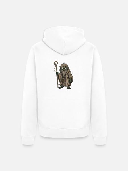 Grizzled Goblin Sage mit Stab - Unisex Premium Bio Zip Hoodie - Weiß