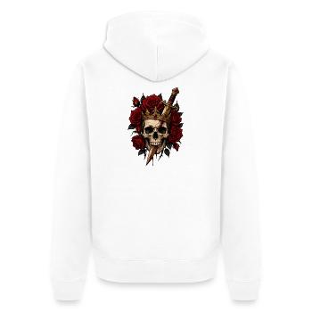 Crâne royal avec roses et dague - Veste à capuche bio Premium Unisexe - blanc - Dos - Thijin (182cm)