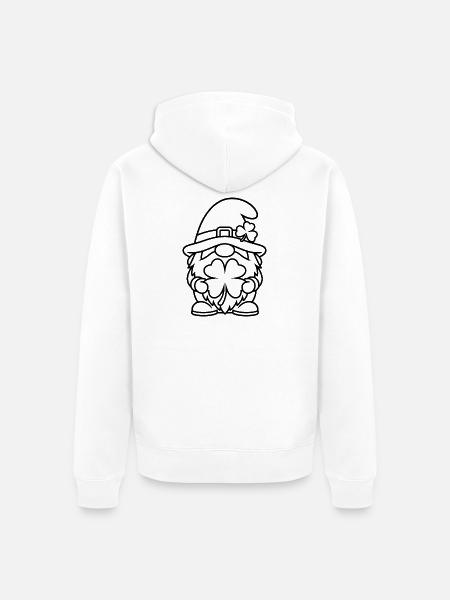 Süßer Zwerg mit Glücksklee - Unisex Premium Bio Zip Hoodie - Weiß