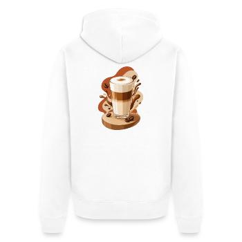 Cremiger Latte für Kaffeefans  - Unisex Premium Bio Zip Hoodie - Weiß - Hinten - Thijin (182cm)