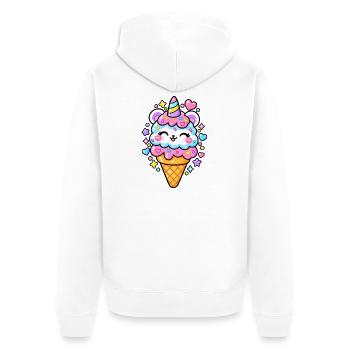 Lustiges Pastell-Eishorn - Unisex Premium Bio Zip Hoodie - Weiß - Hinten - Thijin (182cm)