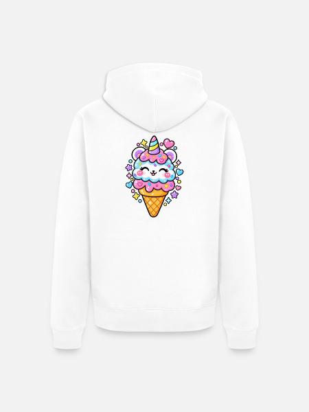 Lustiges Pastell-Eishorn - Unisex Premium Bio Zip Hoodie - Weiß