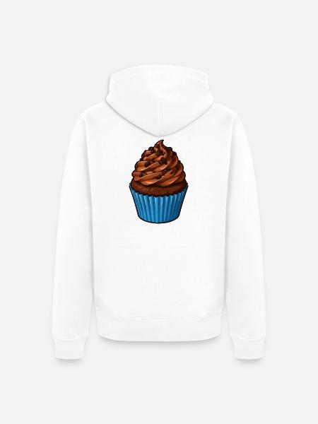 Kakao Cupcake mit Schoko Topping - Unisex Premium Bio Zip Hoodie - Weiß