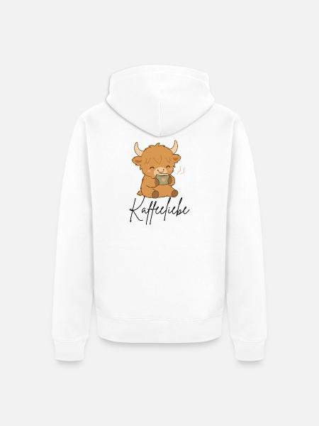 Kuscheltier Kuh mit Herzkaffee - Unisex Premium Bio Zip Hoodie - Weiß