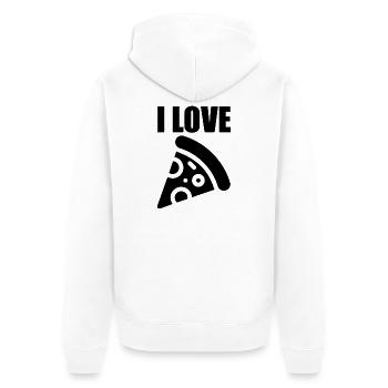 Ich liebe Pizza - Unisex Premium Bio Zip Hoodie - Weiß - Hinten - Thijin (182cm)