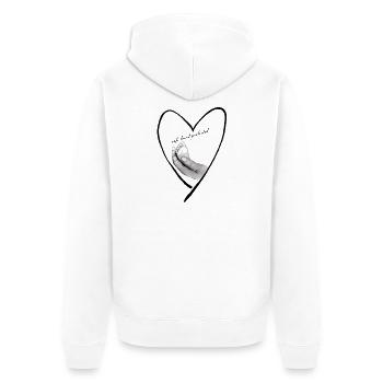 safe, loved & protected - Unisex Premium Bio Zip Hoodie - Weiß - Hinten - Thijin (182cm)