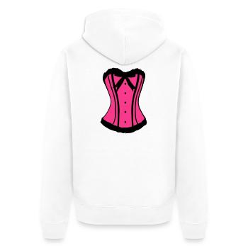 Pinker Korsett Noir-Kontrast - Unisex Premium Bio Zip Hoodie - Weiß - Hinten - Thijin (182cm)