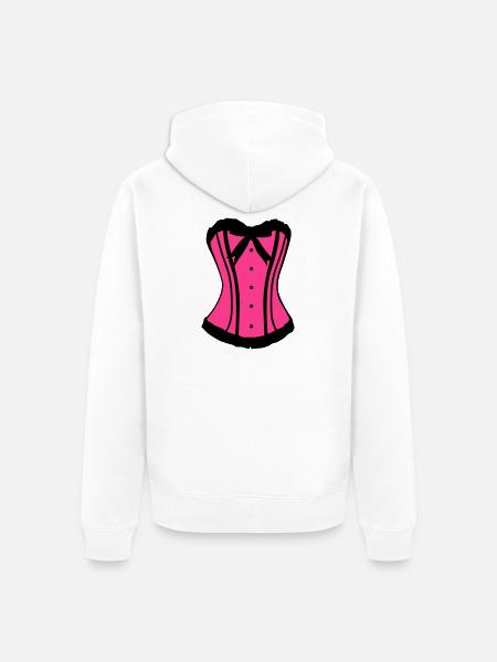 Pinker Korsett Noir-Kontrast - Unisex Premium Bio Zip Hoodie - Weiß