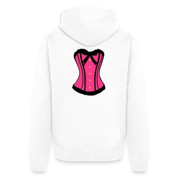 Rosa Korsett Pink Kontrast - Unisex Premium Bio Zip Hoodie - Weiß - Hinten - Thijin (182cm)