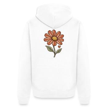 Biene und Blüte – Blüte - Unisex Premium Bio Zip Hoodie - Weiß - Hinten - Thijin (182cm)