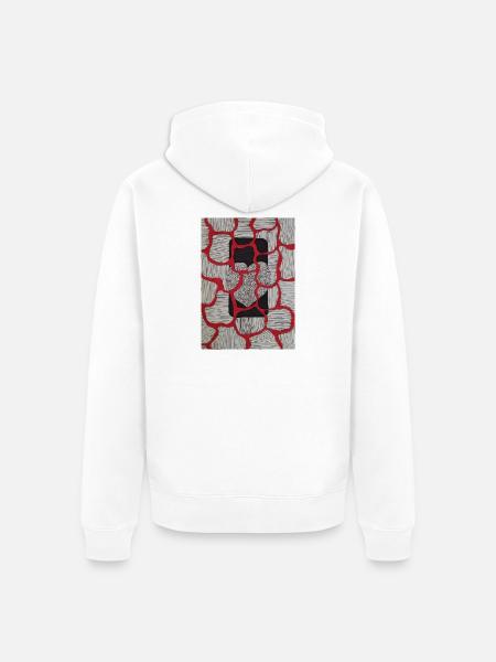 Rot-Weiß Schwarzes Herz - Unisex Premium Bio Zip Hoodie - Weiß