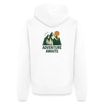 Abenteuerwald Berglandschaft - Unisex Premium Bio Zip Hoodie - Weiß - Hinten - Thijin (182cm)