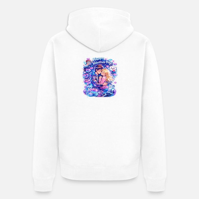 Valentinstar Duo dans le Starlight - Veste à capuche bio Premium Unisexe - blanc