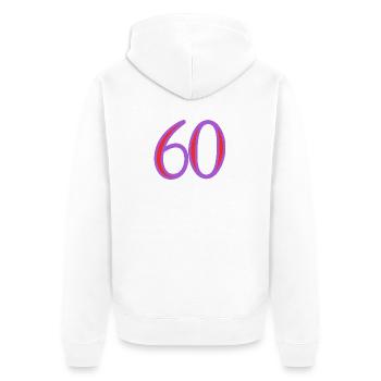 60. 60 JAHRE - Unisex Premium Bio Zip Hoodie - Weiß - Hinten - Thijin (182cm)