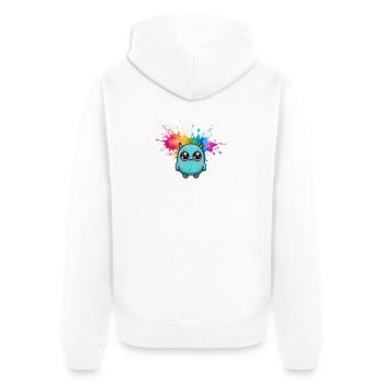 Buntes Monster - Unisex Premium Bio Zip Hoodie - Weiß - Hinten - Thijin (182cm)