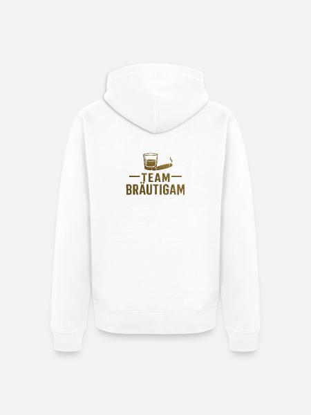 Bräutigam Team Gold Glanz - Unisex Premium Bio Zip Hoodie - Weiß