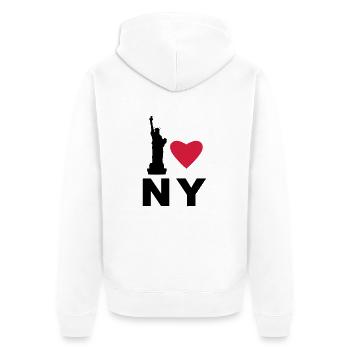 Ich liebe new york - Unisex Premium Bio Zip Hoodie - Weiß - Hinten - Thijin (182cm)