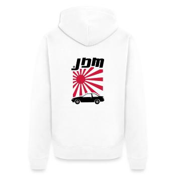 JDM Corolla AE86 Coupe - Unisex Premium Bio Zip Hoodie - Weiß - Hinten - Thijin (182cm)