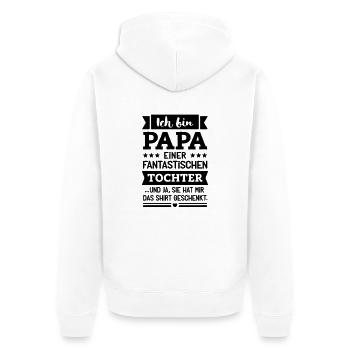 Papa super Tochter - Unisex Premium Bio Zip Hoodie - Weiß - Hinten - Thijin (182cm)
