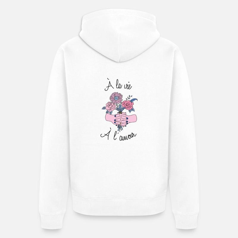 A la vie, à l'amour - Veste à capuche bio Premium Unisexe - blanc
