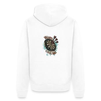 Bullseye Cool Dart - Dart T-Shirts RAHMENLOS - - Unisex Premium Bio Zip Hoodie - Weiß - Hinten - Thijin (182cm)