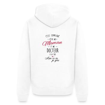 maman et docteur - Veste à capuche bio Premium Unisexe - blanc - Dos - Thijin (182cm)