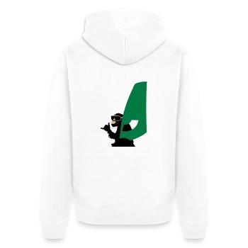 windsurfer monkey - Unisex Premium Bio Zip Hoodie - Weiß - Hinten - Thijin (182cm)