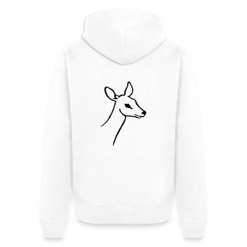 Rehgeiß - Unisex Premium Bio Zip Hoodie - Weiß - Hinten - Thijin (182cm)