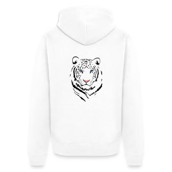 White Tiger # 2 - Unisex Premium Bio Zip Hoodie - Weiß - Hinten - Thijin (182cm)