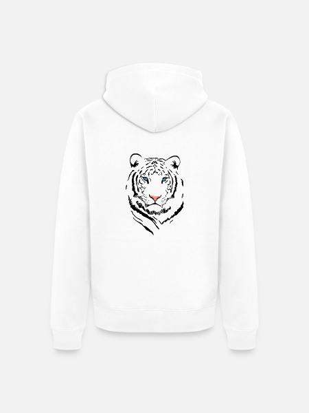 White Tiger #2 - Unisex Premium Organic Zip Hoodie - white