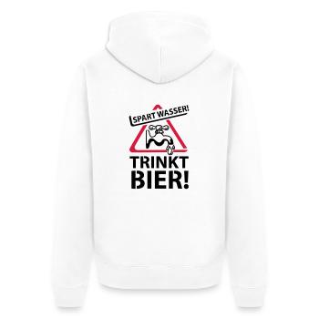 Spart Wasser Trinkt Bier - Unisex Premium Organic Zip Hoodie - white - Back - Thijin (182cm)