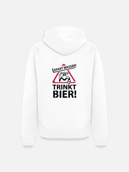 Spart Wasser Trinkt Bier - Unisex Premium Organic Zip Hoodie - white