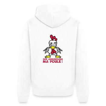 ajouter age bon anniversaire ma poule - Veste à capuche bio Premium Unisexe - blanc - Dos - Thijin (182cm)
