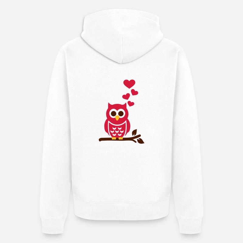 Eule - Unisex Premium Bio Zip Hoodie - Weiß