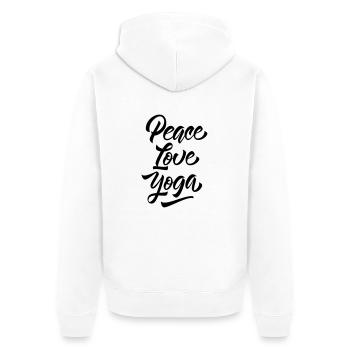 Peace Love Yoga - Unisex Premium Bio Zip Hoodie - Weiß - Hinten - Thijin (182cm)