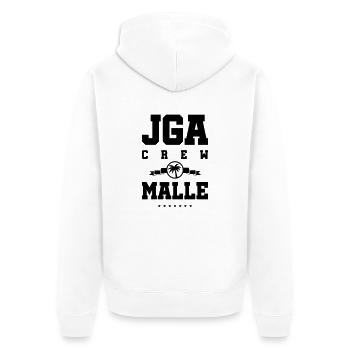 jga malle crew - Unisex Premium Bio Zip Hoodie - Weiß - Hinten - Thijin (182cm)