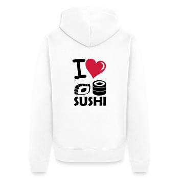 i_love_sushi - Unisex Premium Bio Zip Hoodie - Weiß - Hinten - Thijin (182cm)