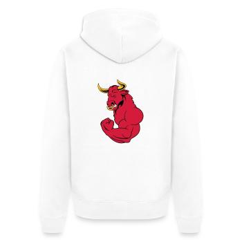 starker_stier_02 - Unisex Premium Bio Zip Hoodie - Weiß - Hinten - Thijin (182cm)