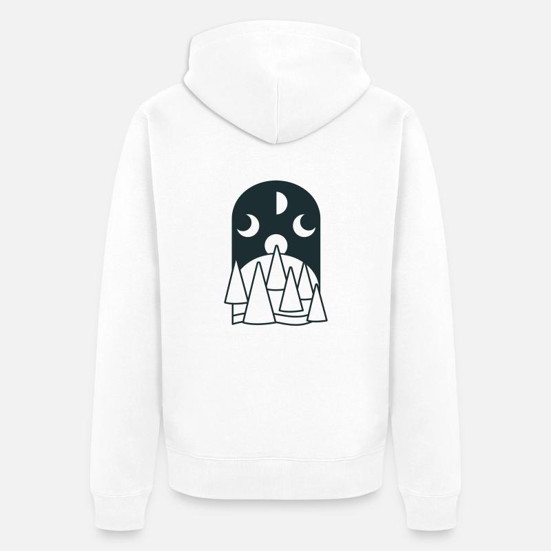 BOHO Mondphasen bogen mit Wald - Unisex Premium Bio Zip Hoodie - Weiß
