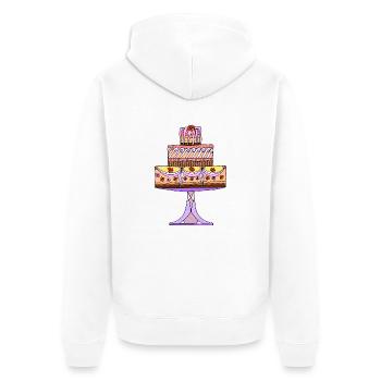 Kuchen - Unisex Premium Bio Zip Hoodie - Weiß - Hinten - Thijin (182cm)