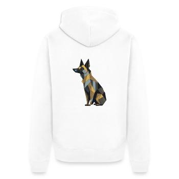 Geometrischer Deutscher Schäferhund - Unisex Premium Bio Zip Hoodie - Weiß - Hinten - Thijin (182cm)