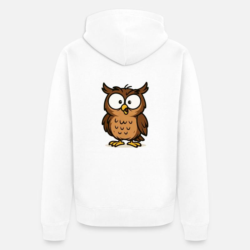 eule comic 1 - Unisex Premium Bio Zip Hoodie - Weiß