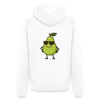 birne comic cool - Unisex Premium Bio Zip Hoodie - Weiß - Hinten - Thijin (182cm)