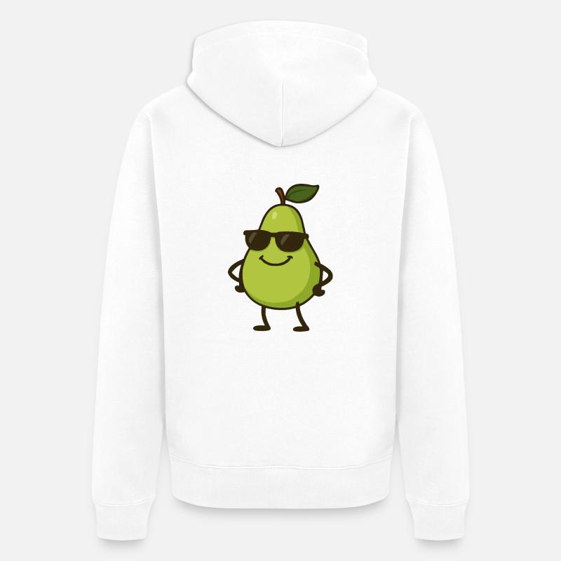 Pear Comic Cool - Unisex Premium Organic Zip Hoodie - white