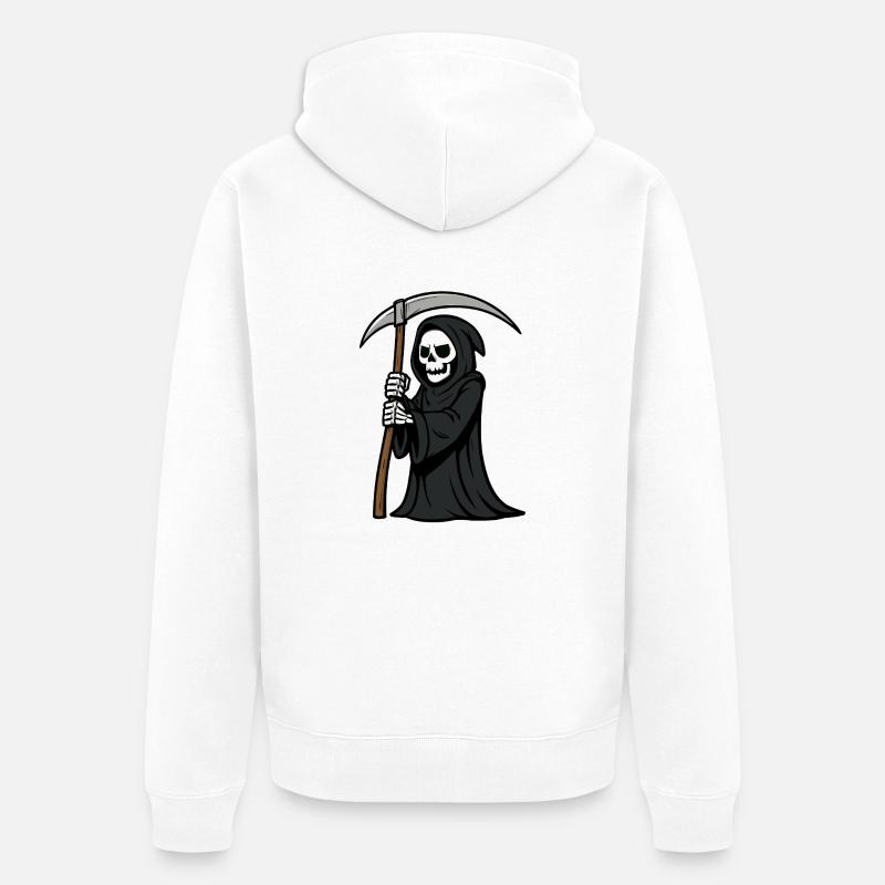 Bande dessinée Grim Reaper - Veste à capuche bio Premium Unisexe - blanc