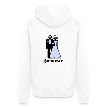 Hochzeits-Spiel über - Unisex Premium Bio Zip Hoodie - Weiß - Hinten - Thijin (182cm)